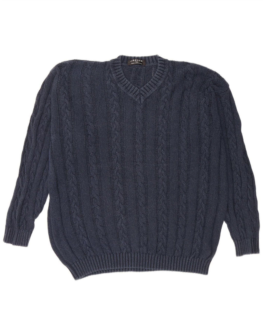 Maglione Jaeger da uomo con scollo a V, grande cotone blu navy