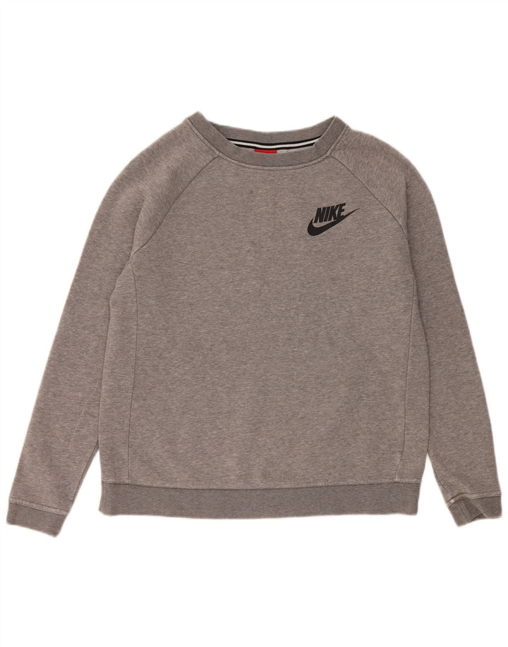 Felpa oversize da donna Nike maglione UK 10 piccolo cotone grigio