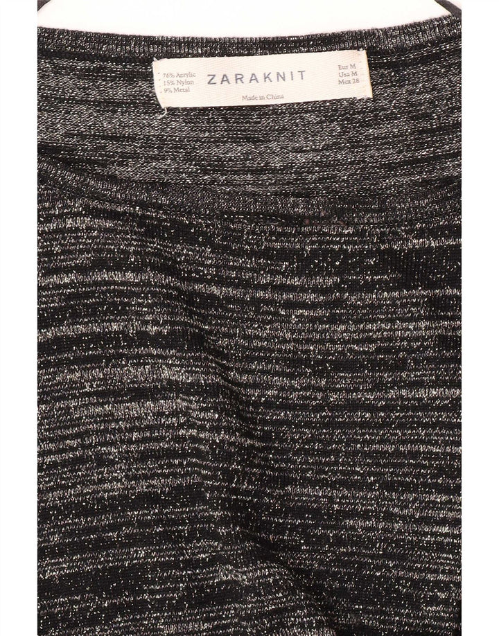 Top Zara da donna a maniche lunghe UK 12 acrilico a righe nere medie