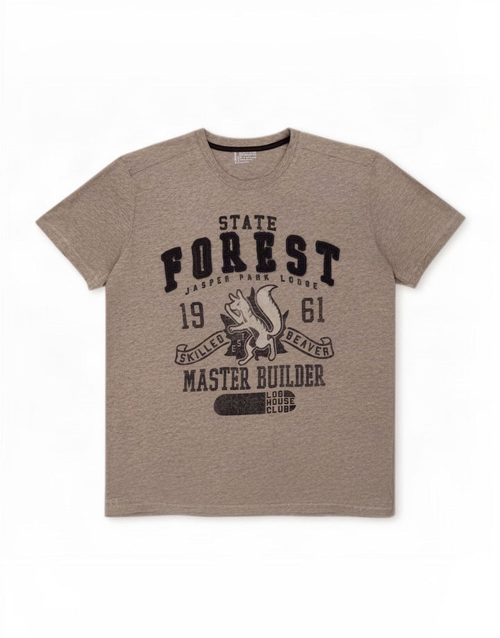 T-shirt grafica da uomo Benetton Top grande in cotone chiazzato grigio