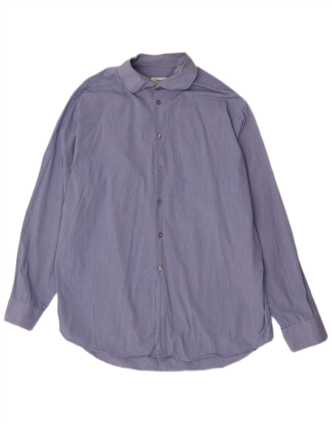 Camicia da uomo Calvin Klein taglia 17 XL in cotone a righe blu