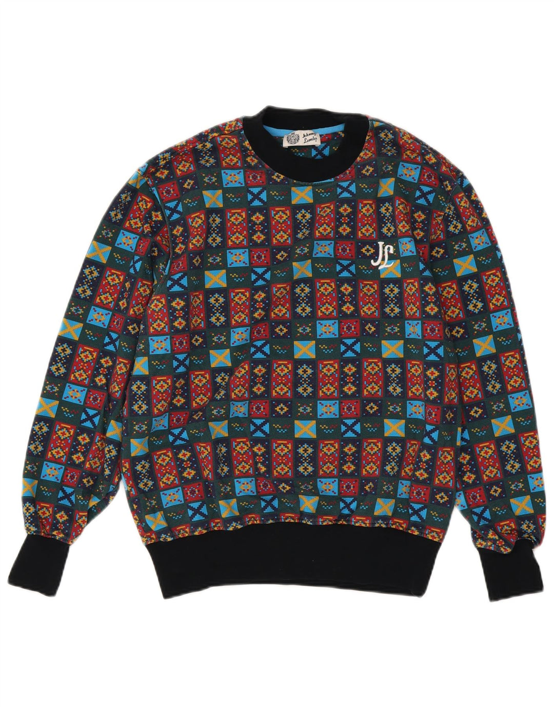 JOHNNY LAMBS Felpa da uomo Maglione medio multicolore geometrico