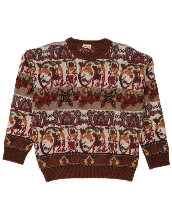 Maglione girocollo da uomo Fiume IT 50 Acrilico Fair Isle bordeaux medio