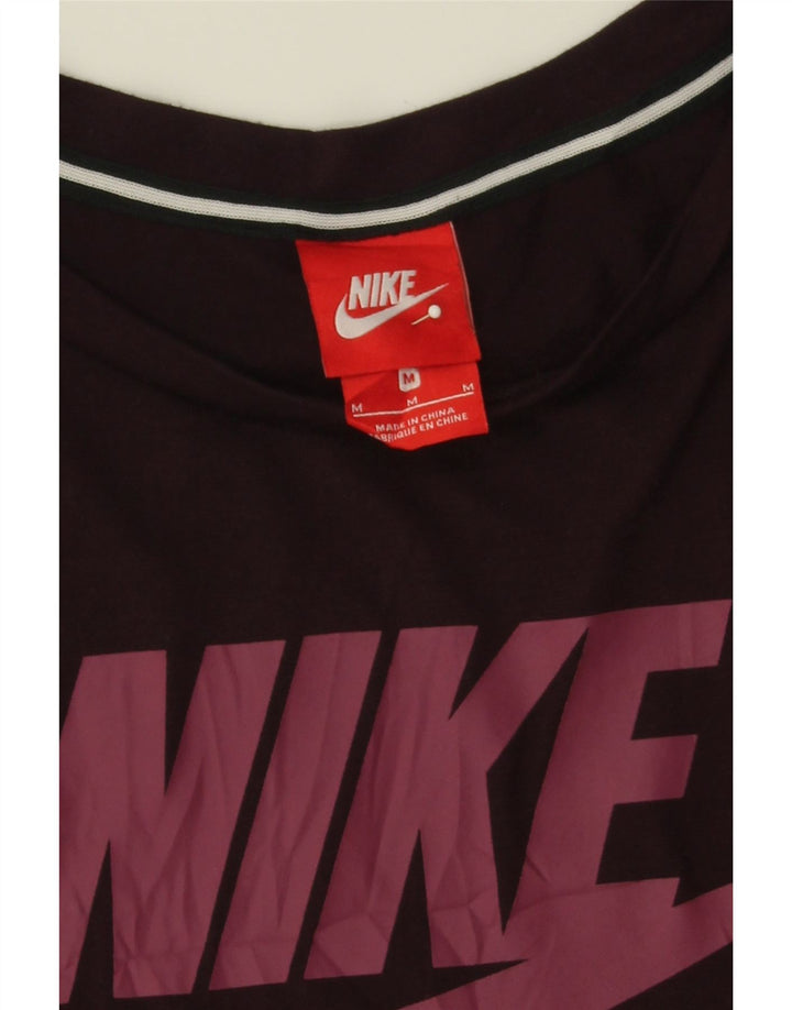 NIKE Womens Crop Graphic T-Shirt Top UK 14 Medium Burgundy Polyester Vintage Nike and Second-Hand Nike from Messina Hembry 
