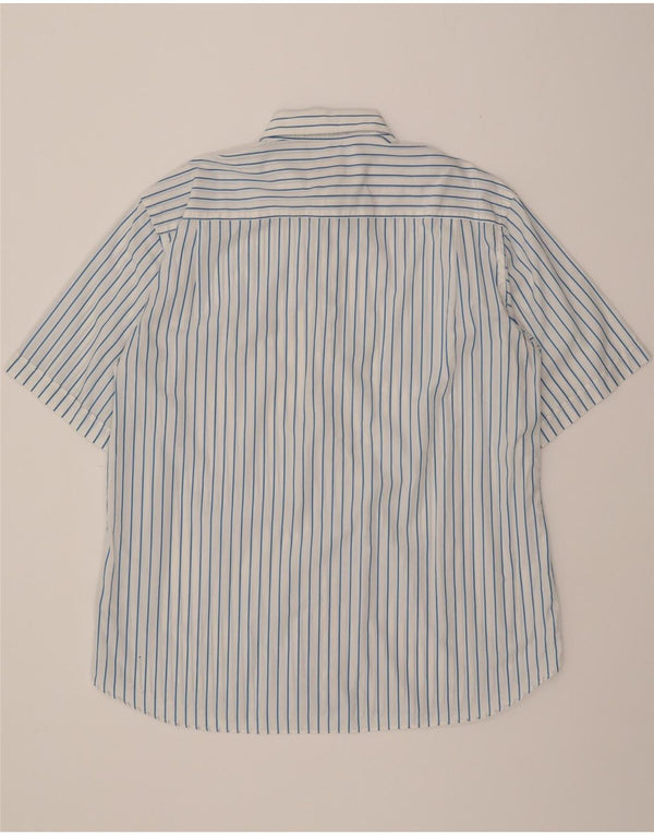 AMERIGO VESPUCCI Mens Short Sleeve Shirt Size 44 XL White Striped Cotton