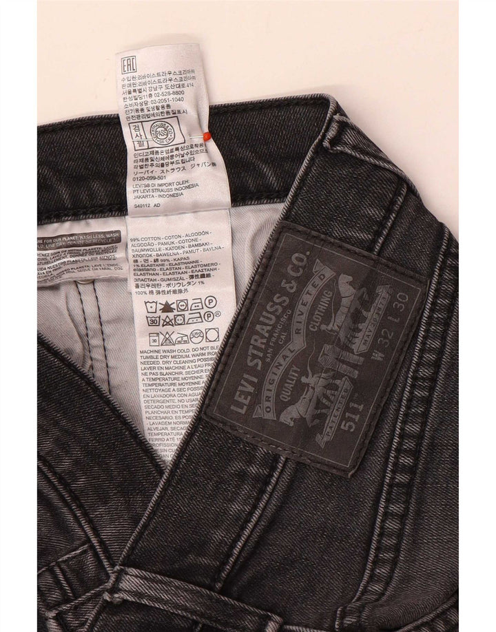 Levi's Uomo 511 Slim Jeans W32 L30 Cotone Grigio