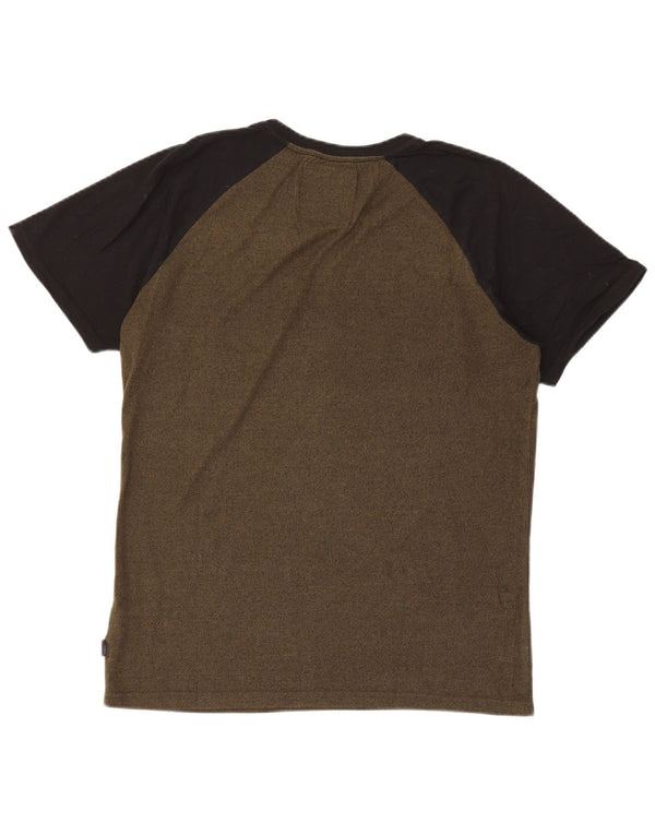 T-shirt grafica da uomo Superdry Top Large in cotone color block kaki