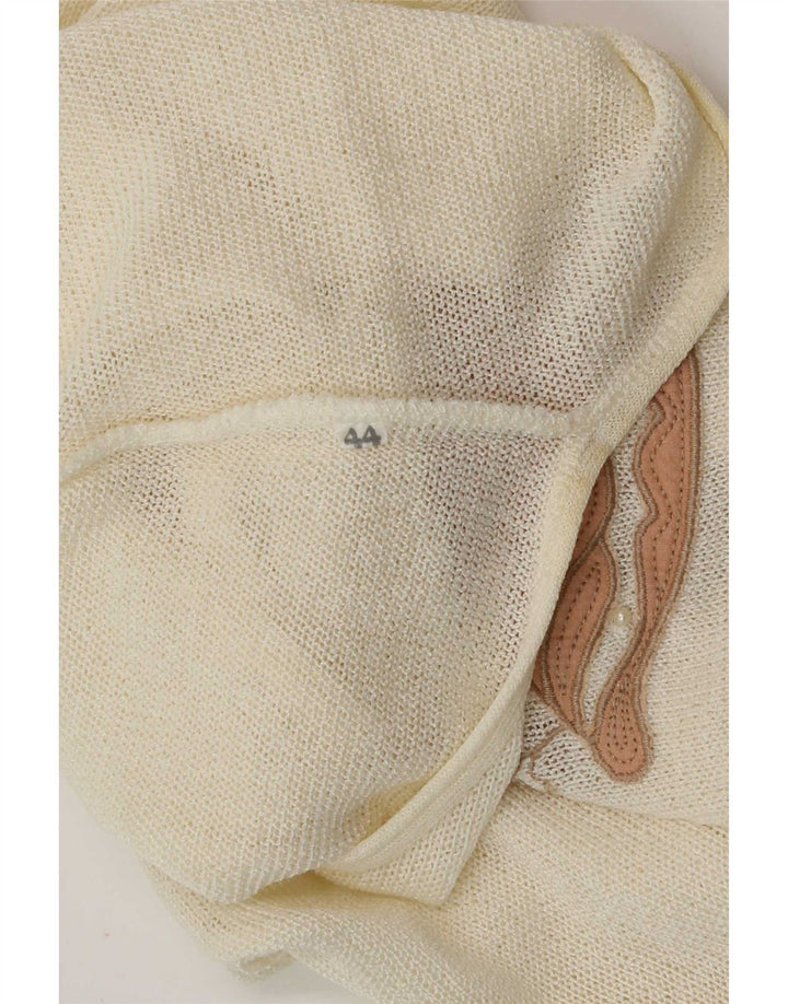 Camicetta senza maniche vintage da donna IT 44 Acrilico bianco sporco medio