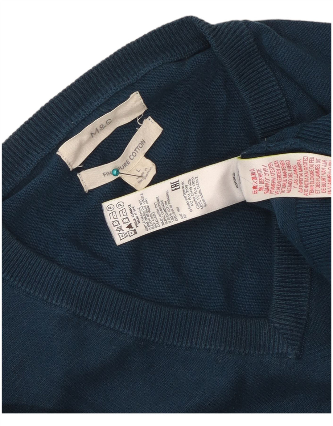Maglione maglione con scollo a V da uomo Marks & Spencer grande cotone blu