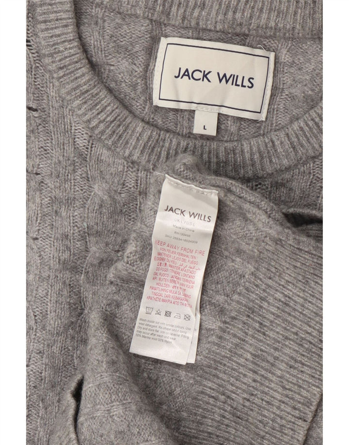 Maglione maglione girocollo da donna Jack Wills UK 14 grande lana grigia