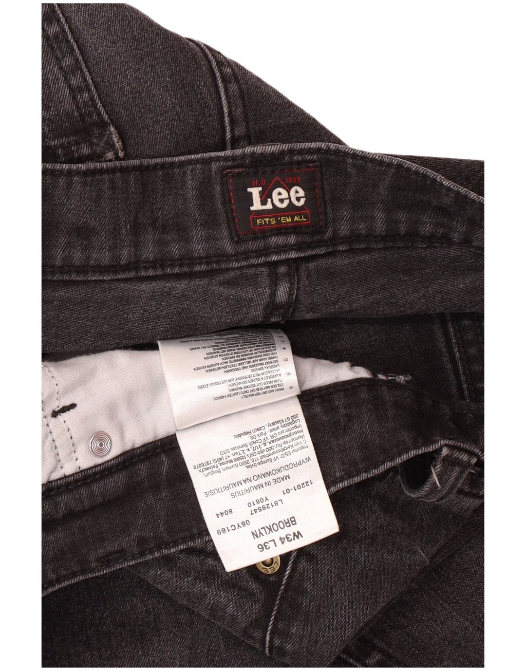 Jeans dritti da uomo LEE Brooklyn W34 L33 in cotone grigio