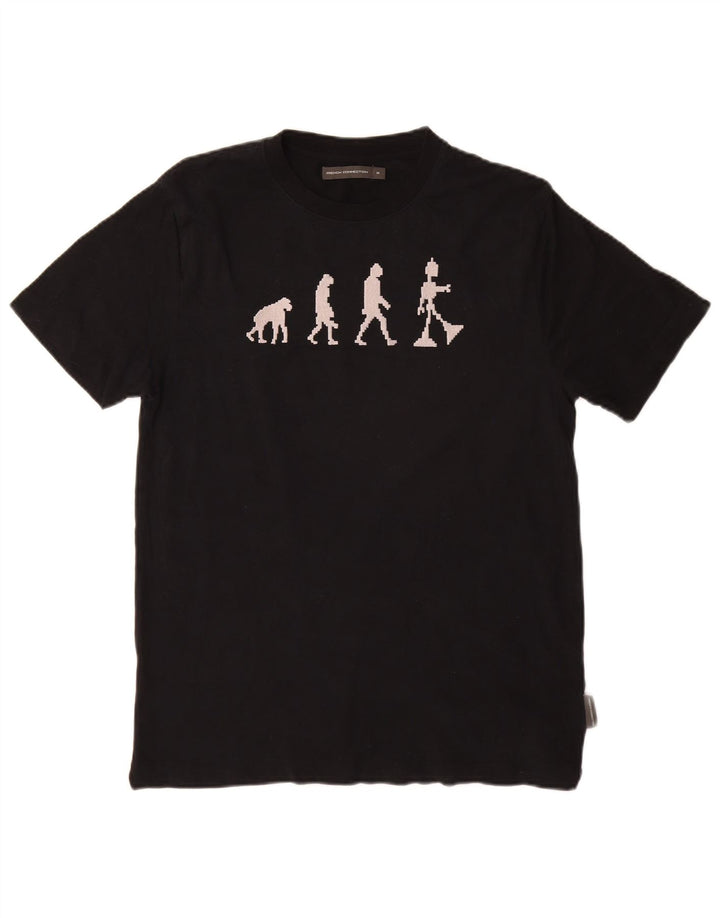 T-shirt grafica da donna French Connection Top UK 14 cotone nero medio