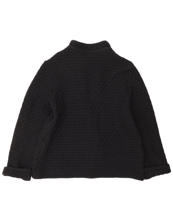 Maglione cardigan da donna vintage UK 12 lana nera media