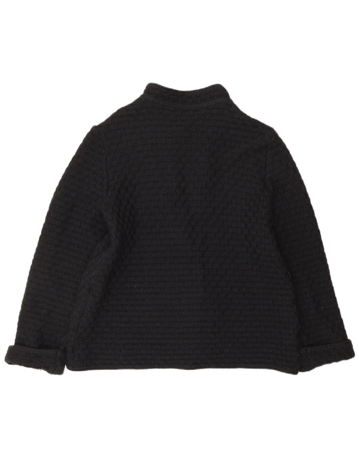 Maglione cardigan da donna vintage UK 12 lana nera media