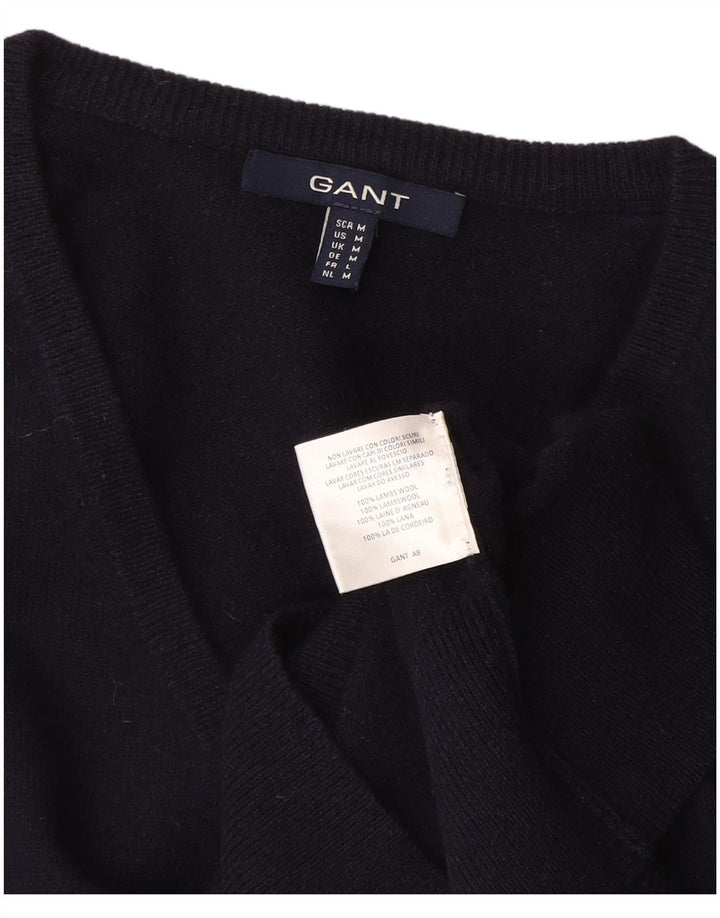 Maglione maglione con scollo a V da donna Gant UK 14 lana nera media