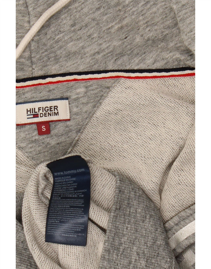 TOMMY HILFIGER Maglione con cappuccio e zip oversize da donna UK 10 piccolo grigio