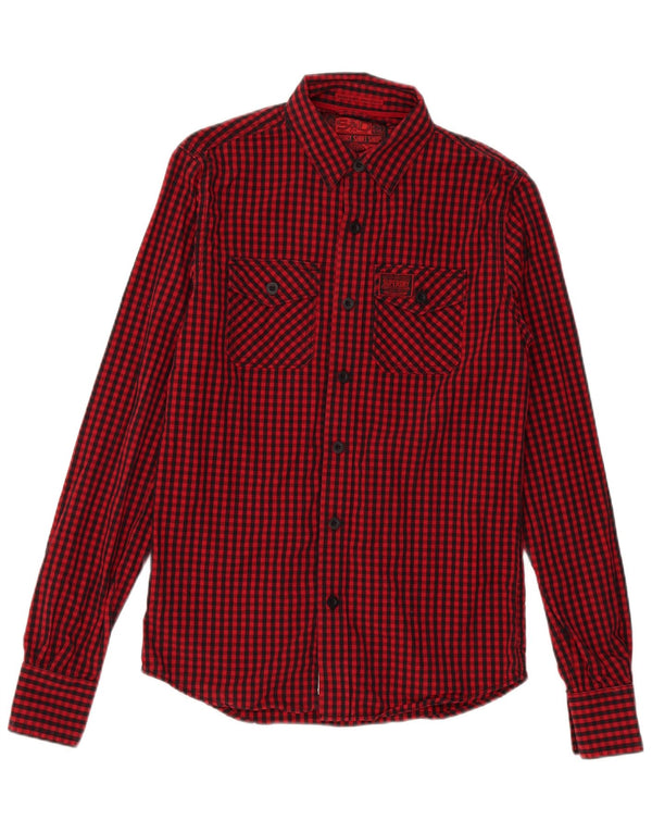Camicia a quadri da uomo Superdry Classica in cotone a quadri rossi medi