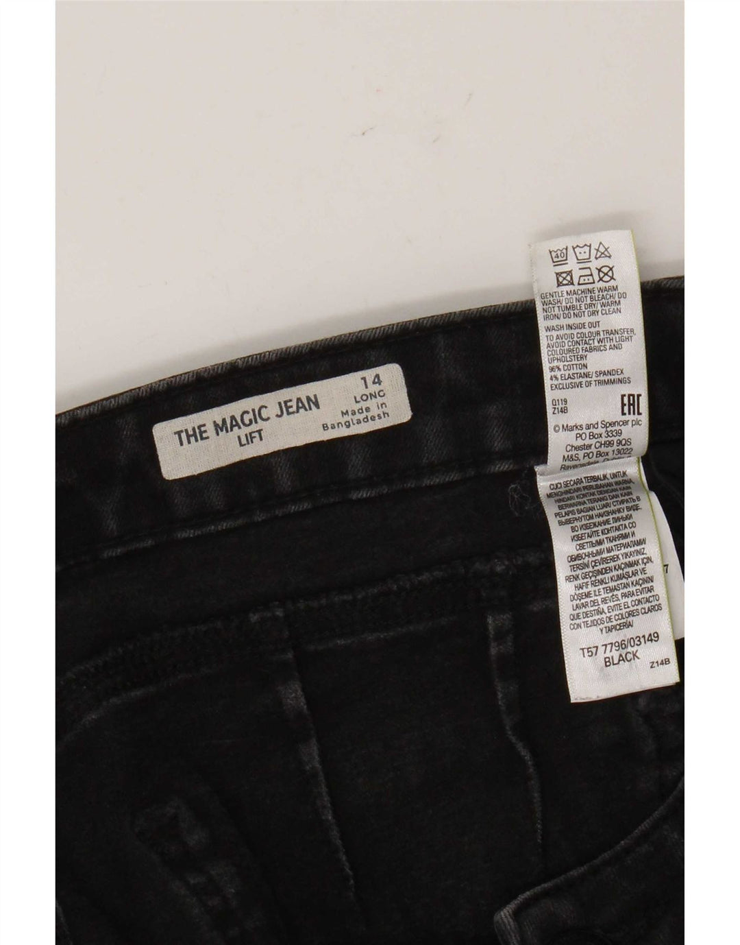 Jeans Bootcut da donna Marks & Spencer UK 14 Large W34 L31 Cotone nero
