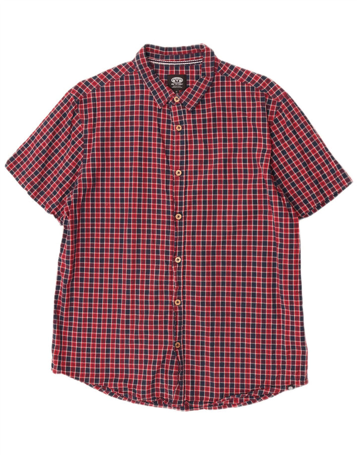 Camicia a maniche corte da uomo Animal XL in cotone a quadri rossi