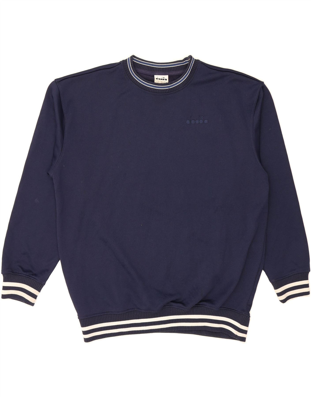 DIADORA Mens Oversized Graphic Sweatshirt Jumper Small Navy Blue Cotton Vintage Diadora and Second-Hand Diadora from Messina Hembry 