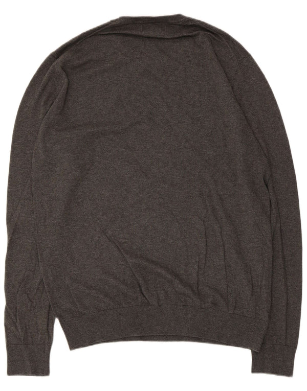 Maglione maglione girocollo da uomo Zara grande in cotone grigio