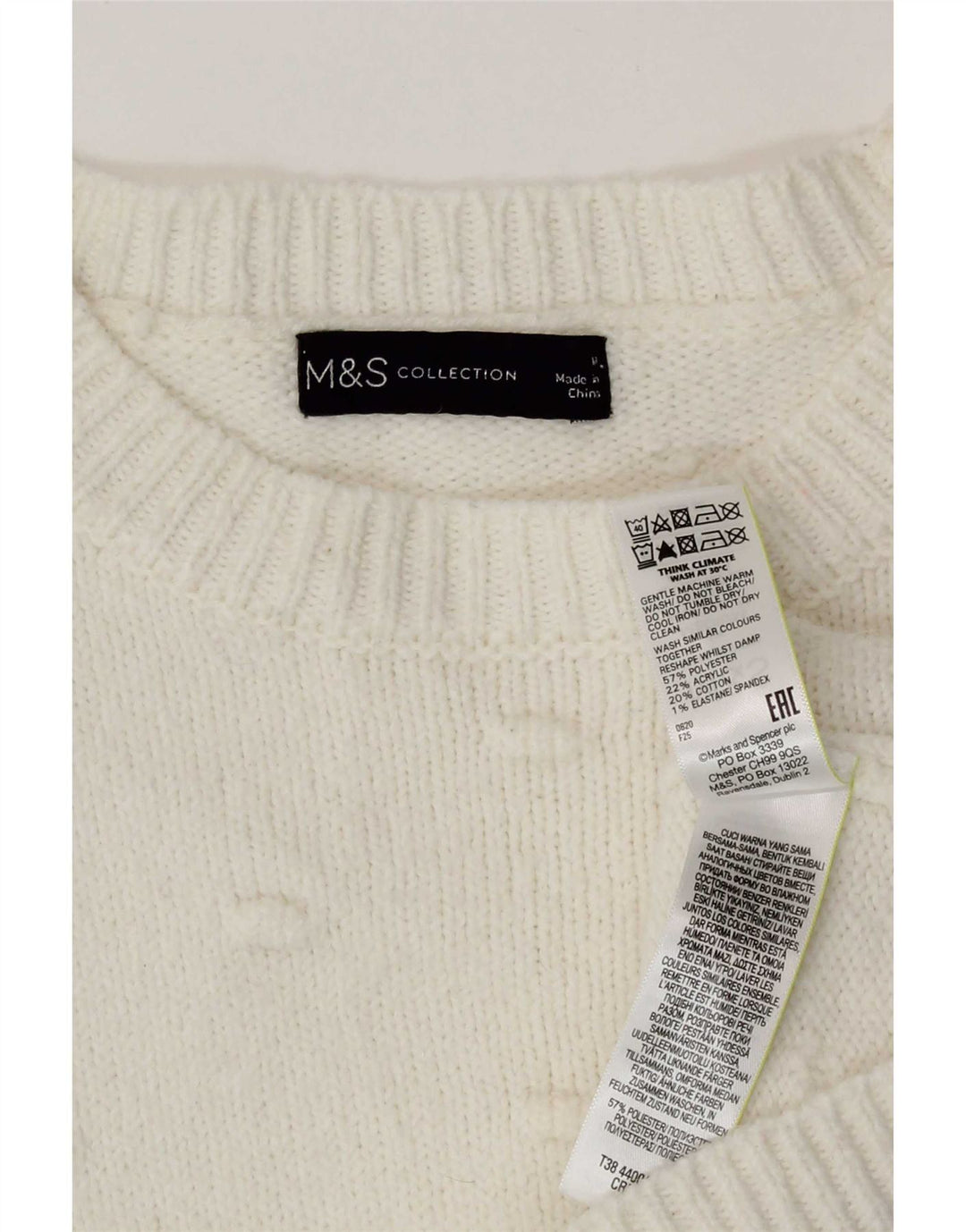 Maglione maglione girocollo da donna Marks & Spencer UK 14 medio bianco