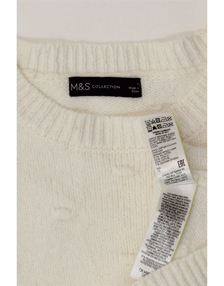 Maglione maglione girocollo da donna Marks & Spencer UK 14 medio bianco