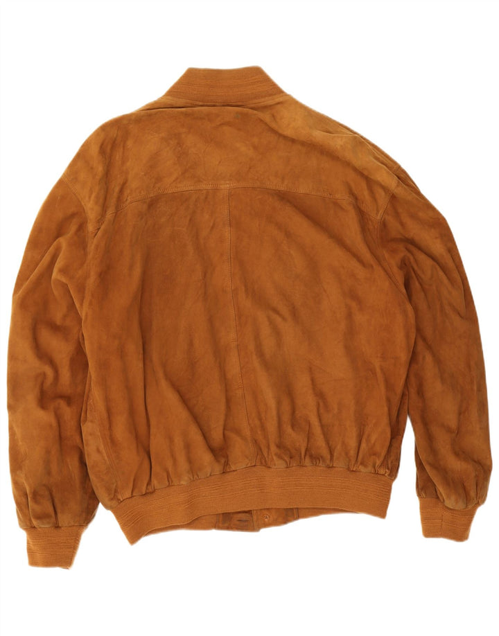 Giubbotto bomber vintage in pelle scamosciata da uomo IT 54 2XL in pelle marrone