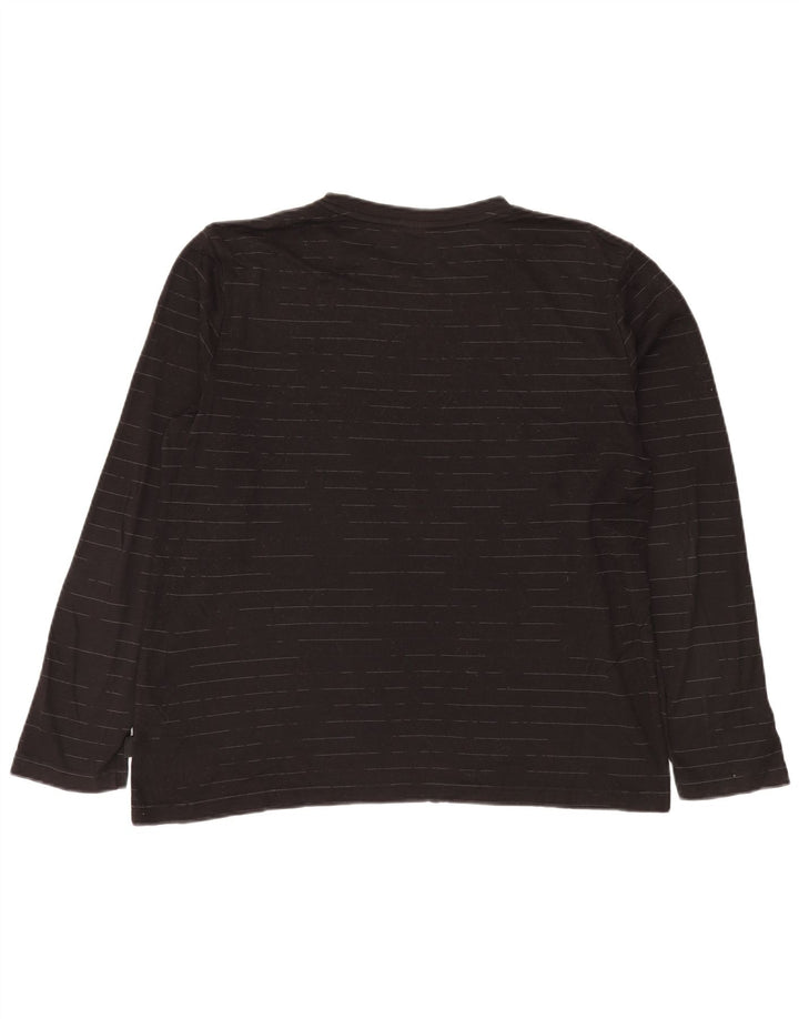 Top HUGO BOSS da uomo a maniche lunghe in cotone gessato nero grande