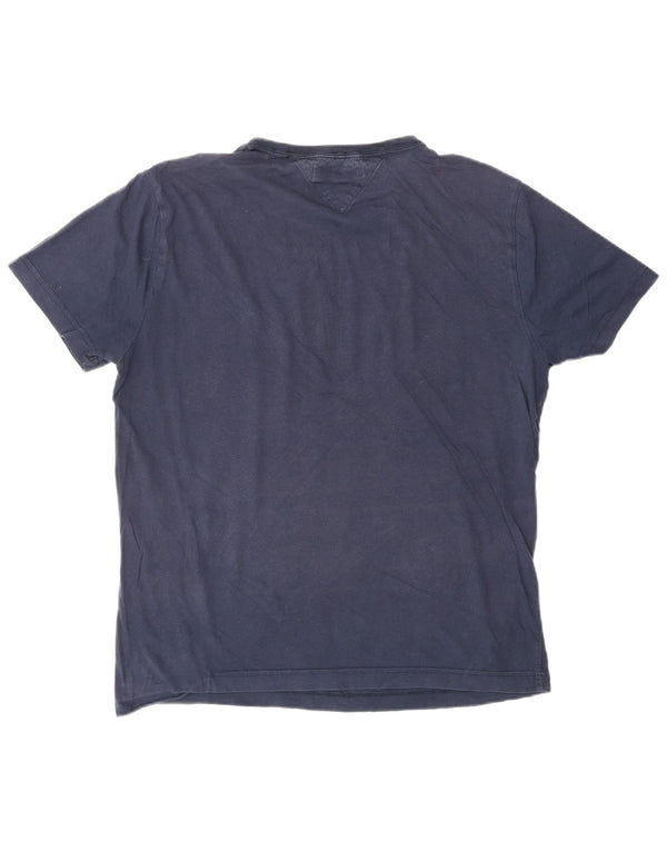 TOMMY HILFIGER T-shirt grafica da uomo Top grande a righe blu navy