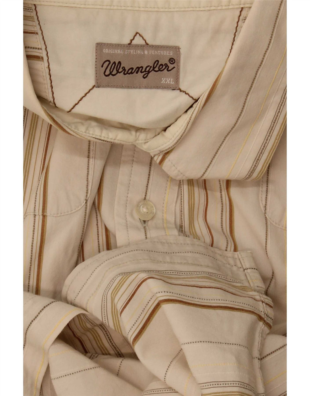 Camicia a maniche corte da uomo Wrangler 2XL a righe beige