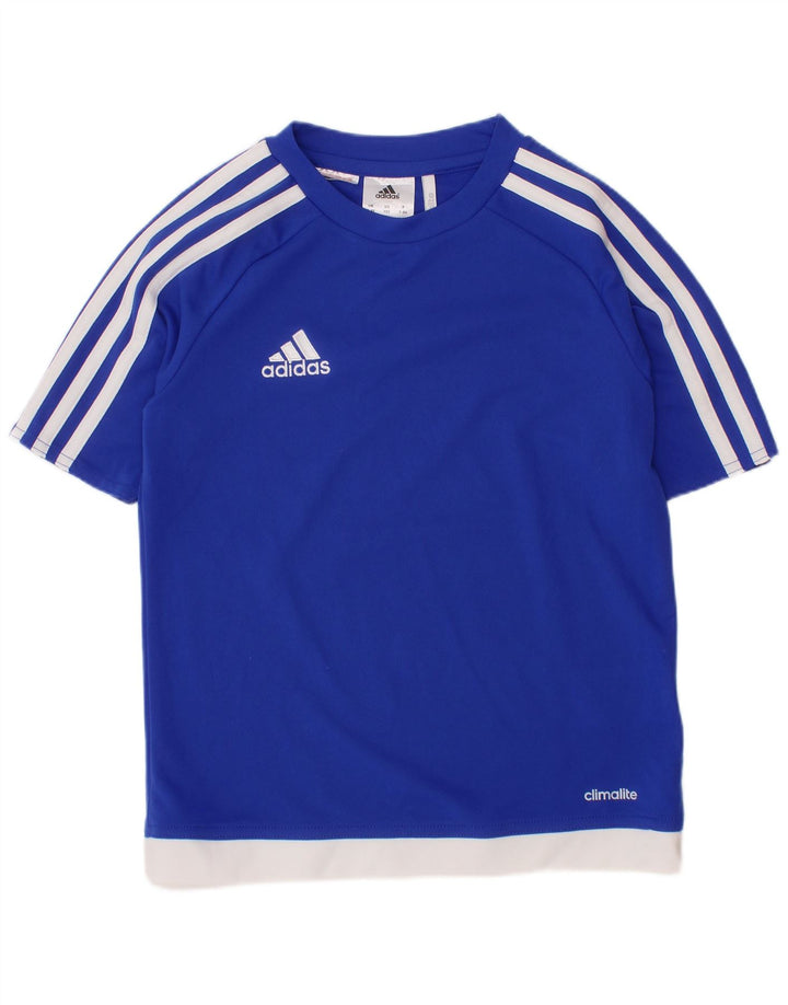 T-shirt ADIDAS da bambino Climalite 7-8 anni Blu Colourblock