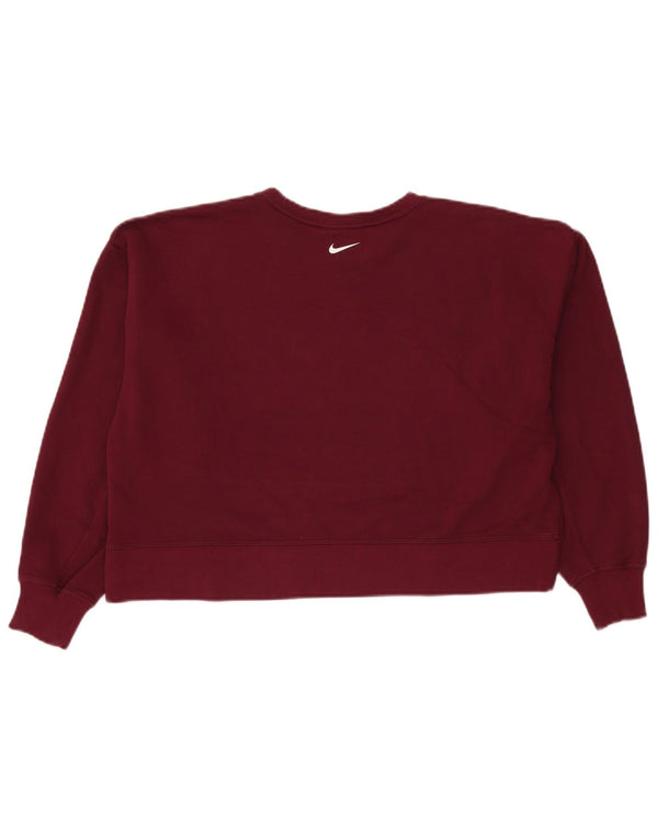 Felpa oversize con grafica Nike da donna, maglione UK 10, piccola, in cotone bordeaux