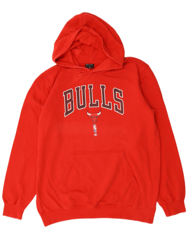 Felpa con cappuccio grafica Champion da uomo dei Chicago Bulls 2XL in cotone rosso