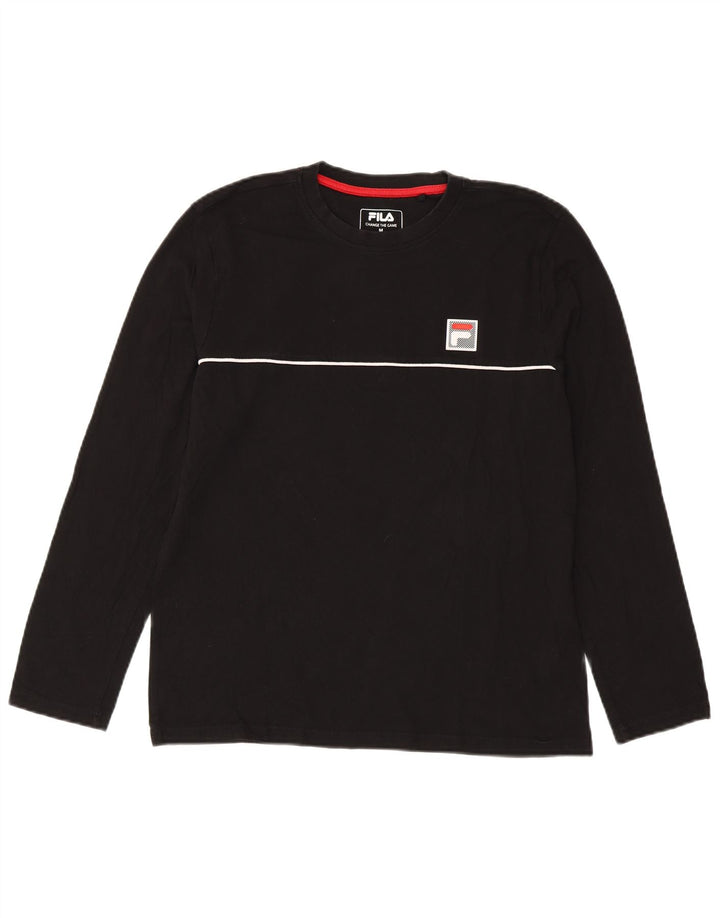 Maglia da uomo FILA a maniche lunghe in cotone nero medio