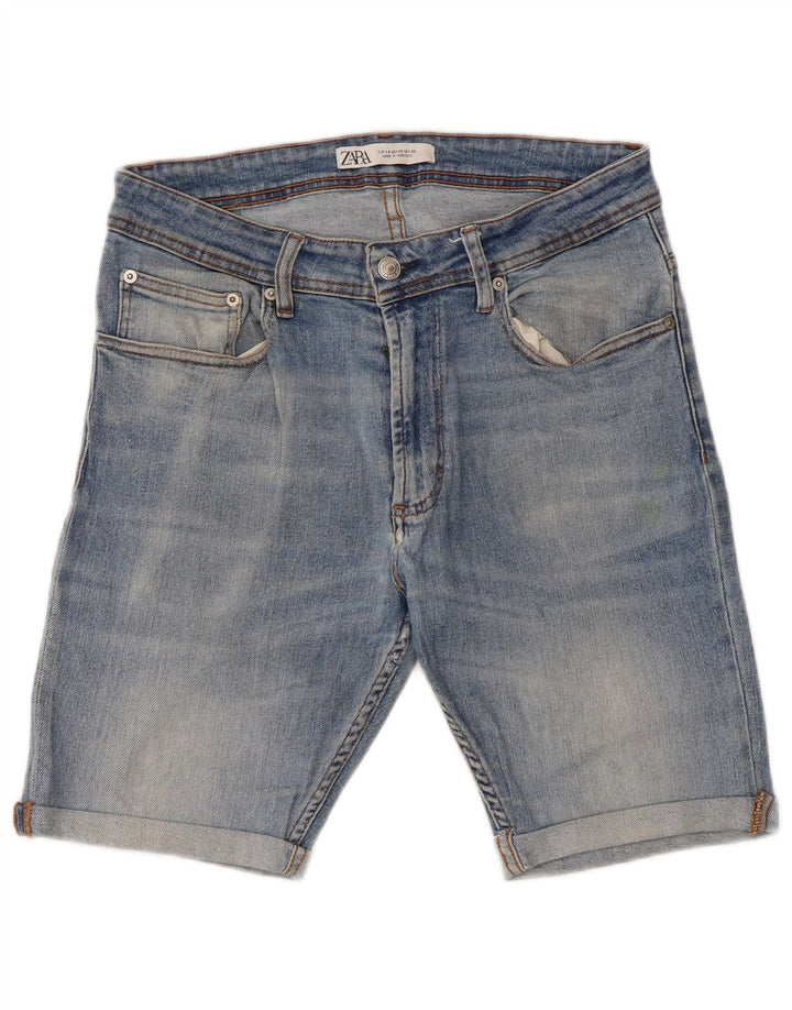 Pantaloncini di jeans da uomo Zara EU 42 Large W32 Blu