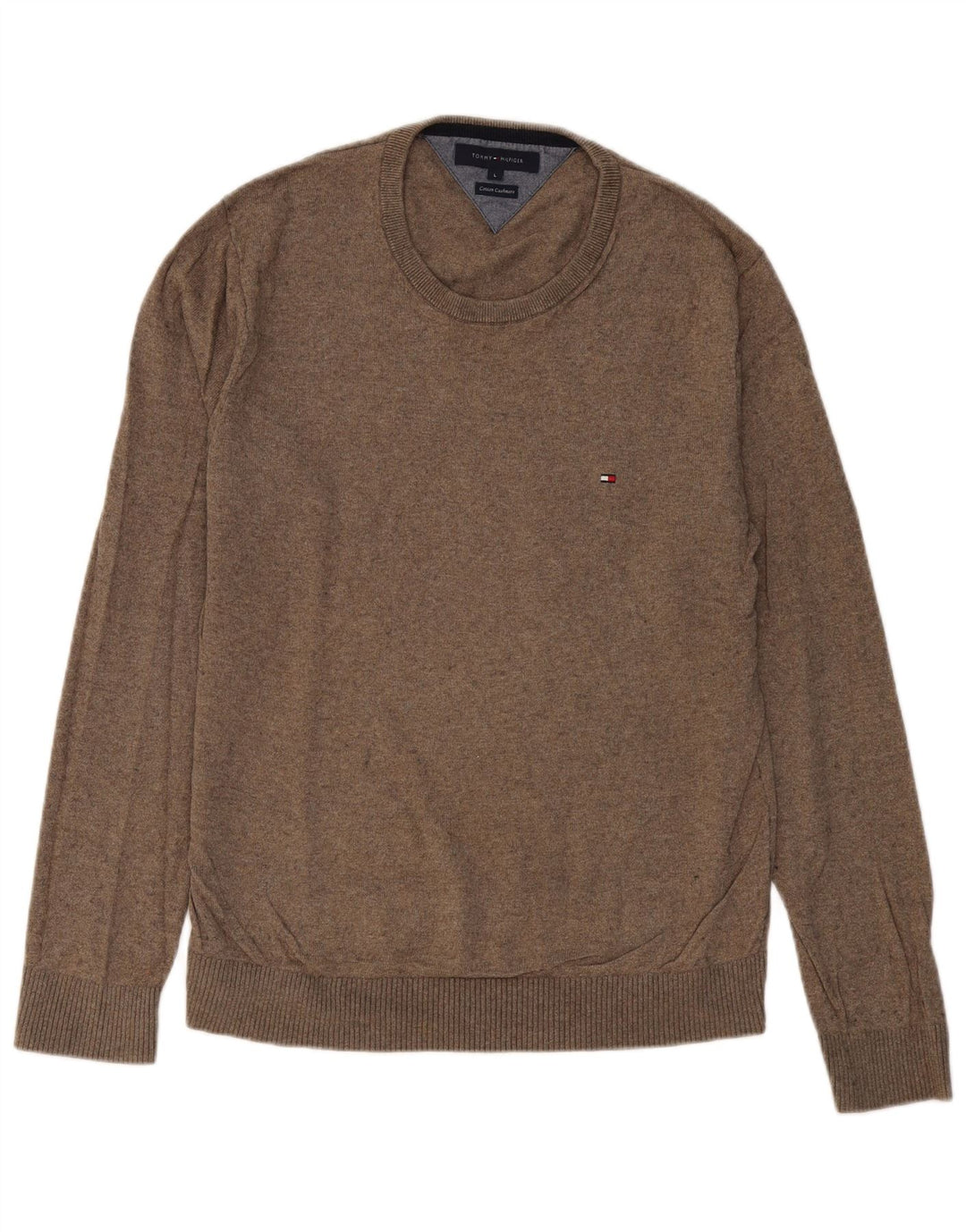 TOMMY HILFIGER Maglione maglione girocollo da uomo grande cotone marrone
