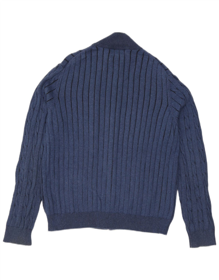 Maglione cardigan da uomo Marks & Spencer Blue Harbour, grande cotone blu