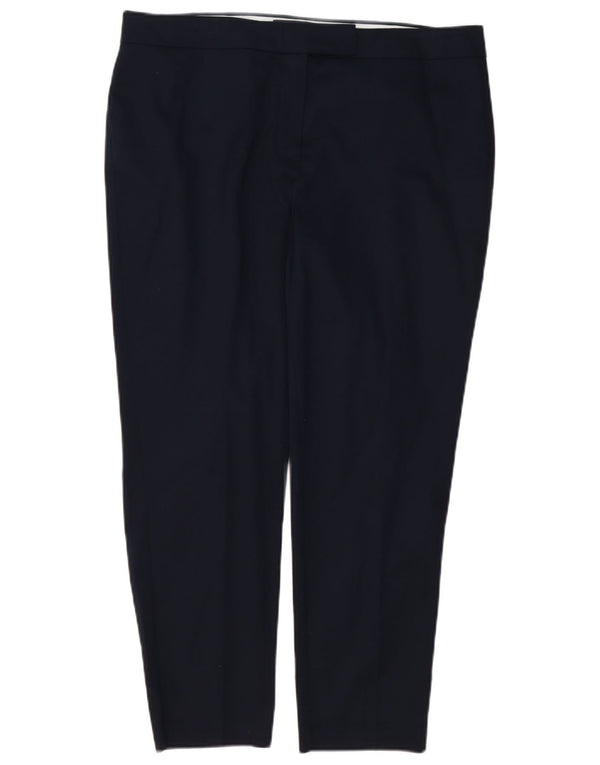 MARKS & SPENCER Womens Slim Casual Trousers UK 16 Large W36 L26 Navy Blue