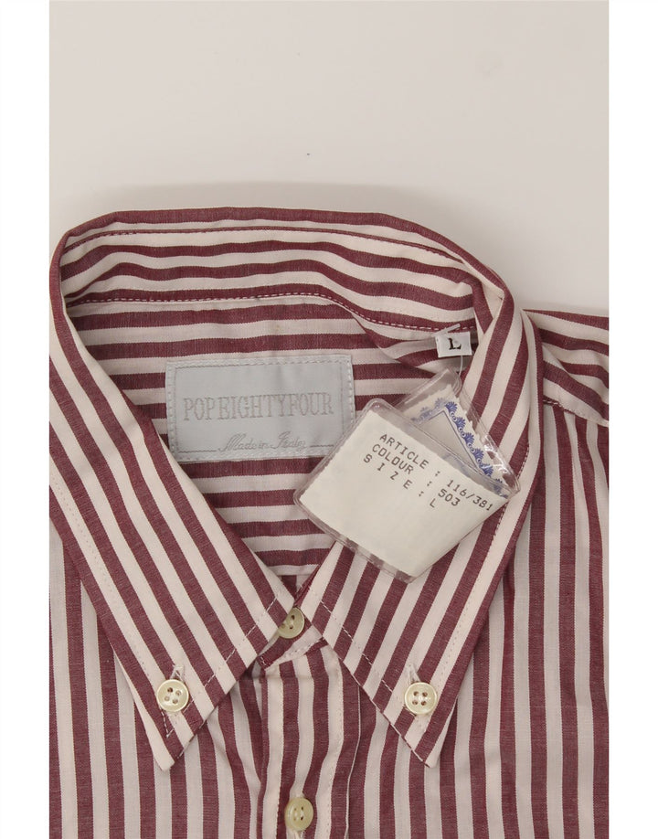 POP 84 Mens Shirt Large Burgundy Striped Cotton Vintage POP 84 and Second-Hand POP 84 from Messina Hembry 