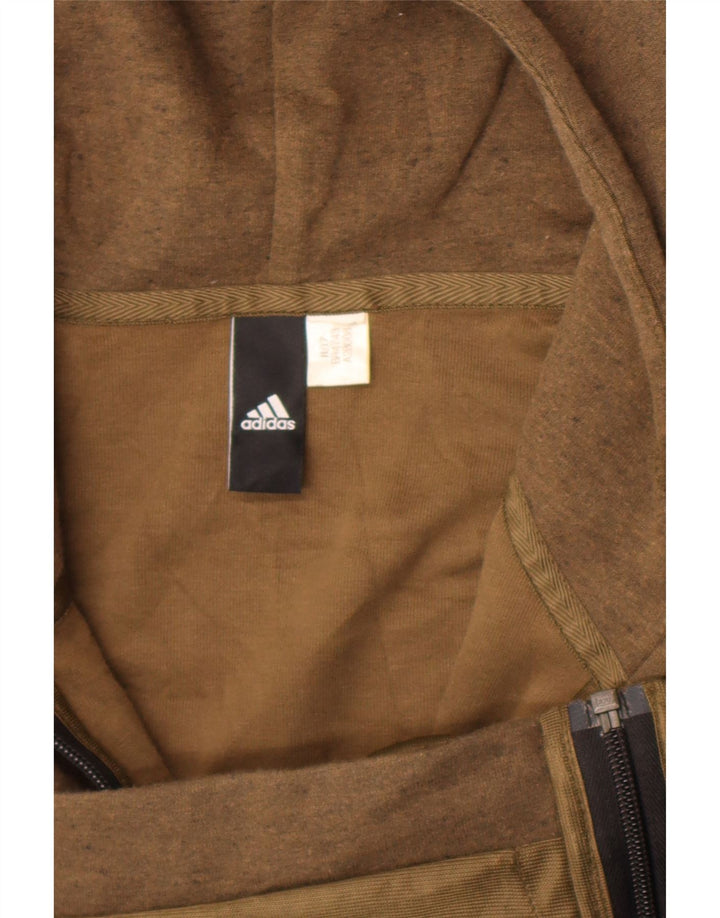 Felpa con cappuccio e zip Adidas da uomo grande marrone