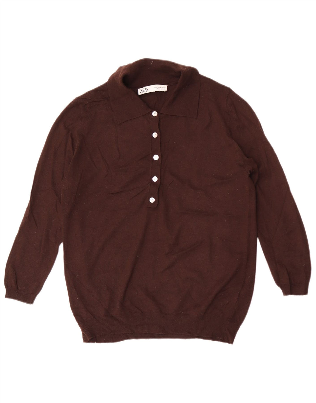 Maglione maglione collo alto da donna Zara UK 12 Poliestere marrone medio