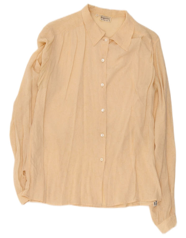 Camicetta Camicia Vintage da Donna IT 42 Seta Beige Medio
