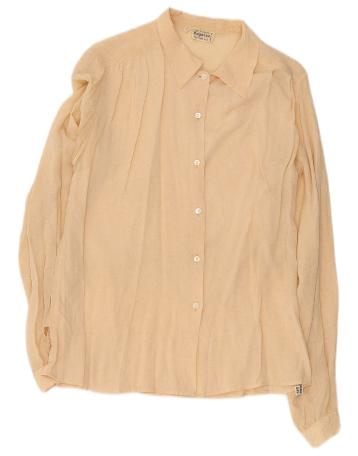 Camicetta Camicia Vintage da Donna IT 42 Seta Beige Medio