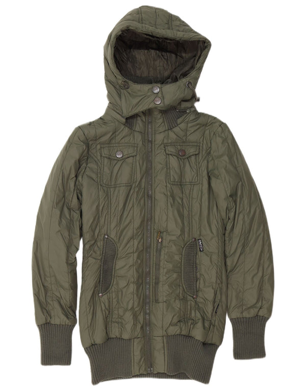 Giacca imbottita con cappuccio da donna KHUJO UK 14 Large Verde Poliestere