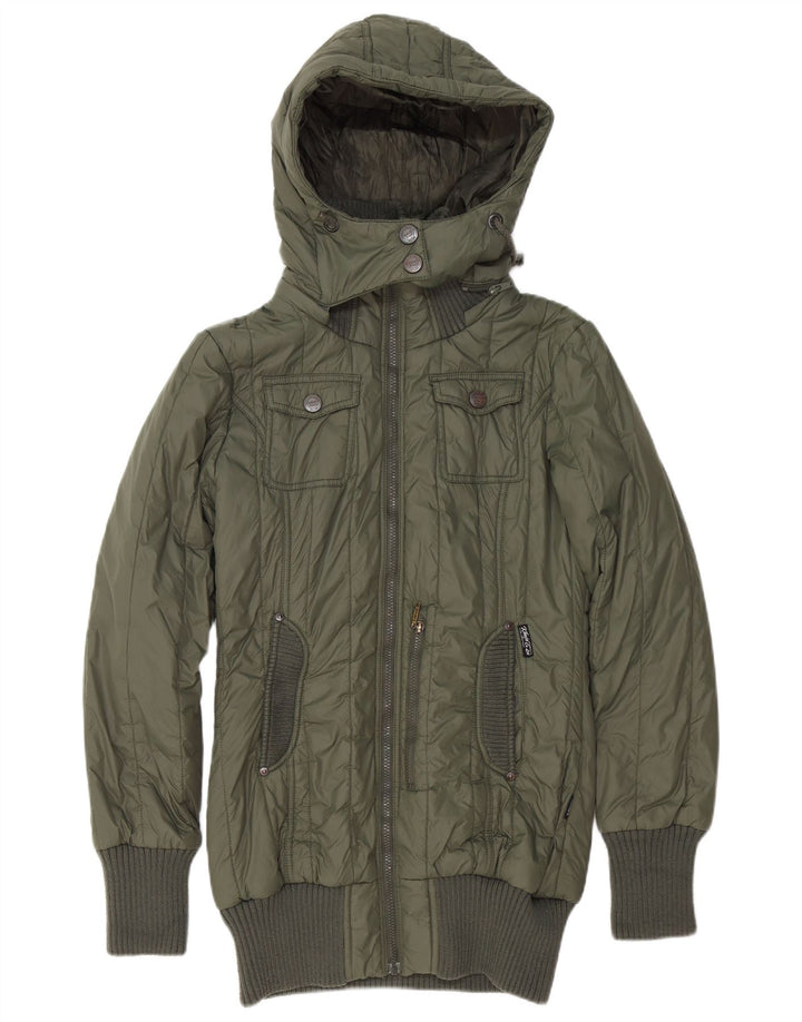 Giacca imbottita con cappuccio da donna KHUJO UK 14 Large Verde Poliestere