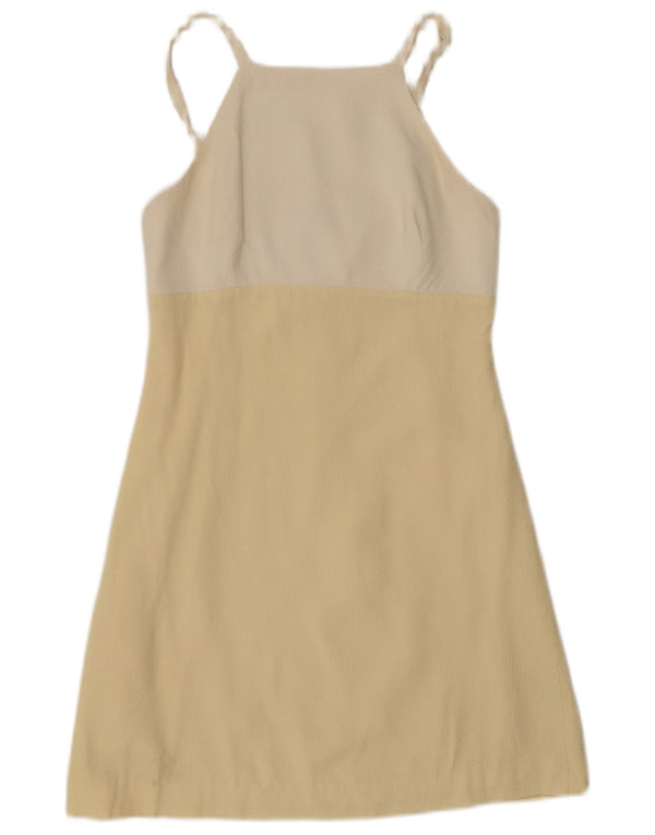 MAX MARA Womens Sleeveless A-Line Dress UK 10 Small Beige Colourblock