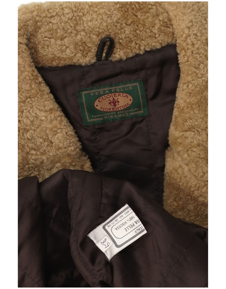 LAVORAZIONE ARTIGIANALE Giacca in Pelle da Uomo UK 40 Large Pelle Marrone