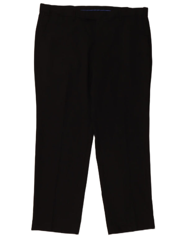 Pantaloni da abito dritti da uomo Marks & Spencer vestibilità regolare W38 L29 lana nera