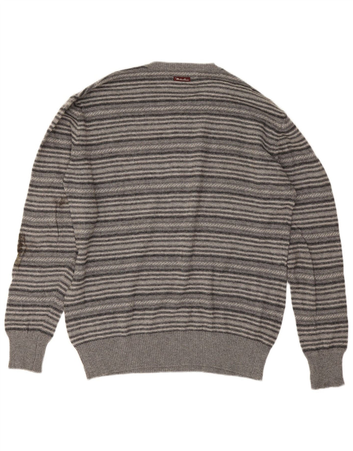 Maglione maglione girocollo da uomo Marlboro Classics XL a righe grigie